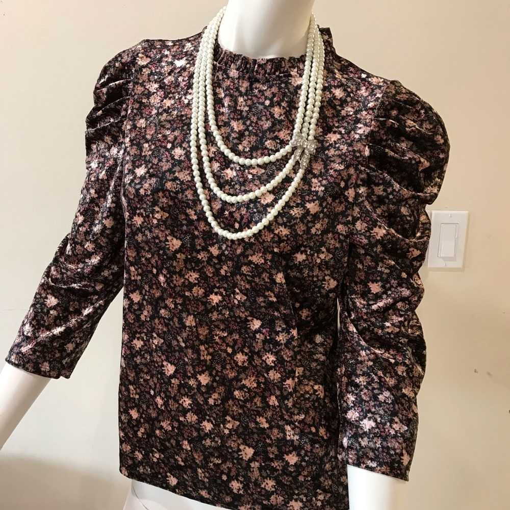 CeCe Women’s Velvet Top/black/multi/size 1X/nwt - Picture 12 of 14